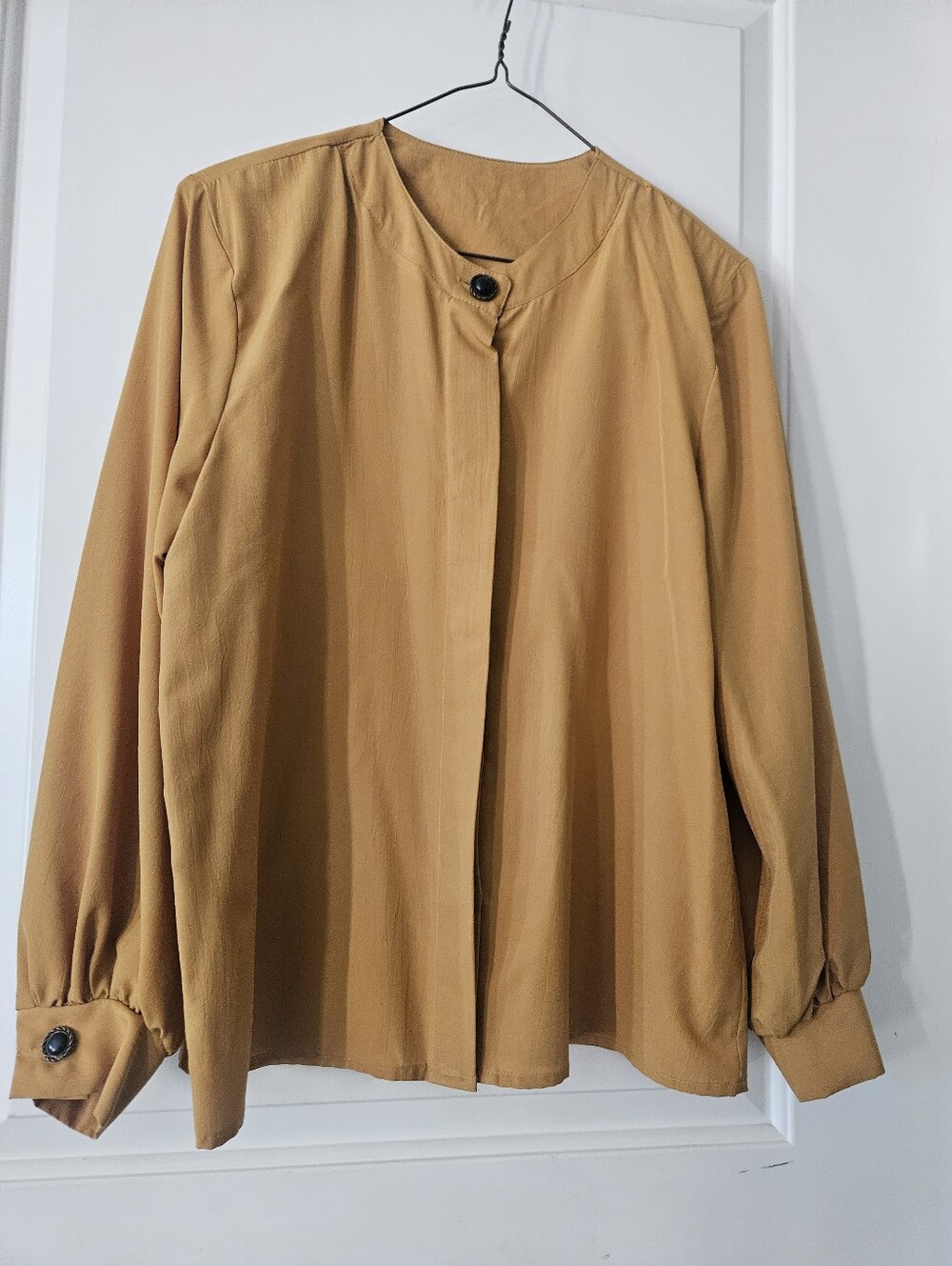 Vintage Principles Mustard Gold Long Sleeve Blouse with Hidden Placket - Size 12